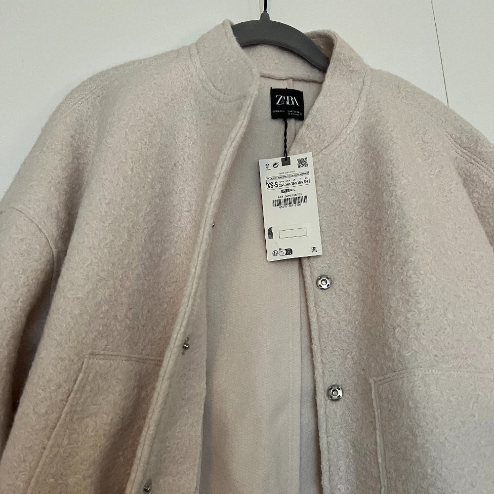 Zara Textured Oversized Bomber Jacket